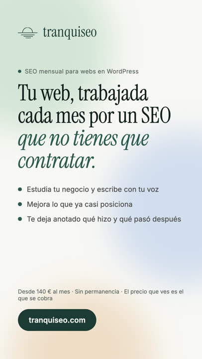 Imagen vertical de Tranquiseo con el titular y el precio